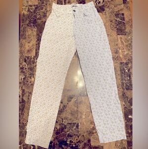 Hollister Two-Tone Floral Pants Split Spliced Ultra High Rise Stretch